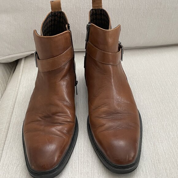 Karl Lagerfeld Mens Luggage color Leather Jodphur Ankle Boots SZ 10 - Picture 1 of 5
